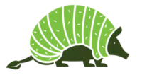 a green armadillo with black background
